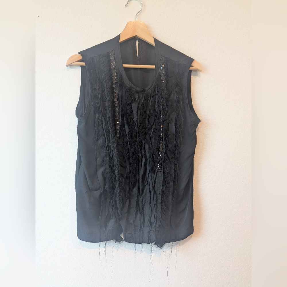 Tricot Comme des Garcons Black Sleeveless Distressed Top